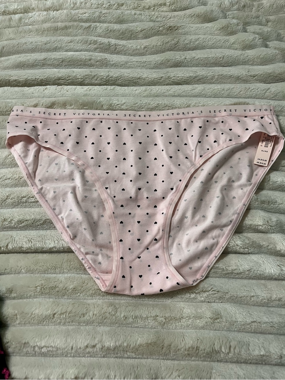 Victoria's Secret Pink Bikini Panty with Black Heart Print